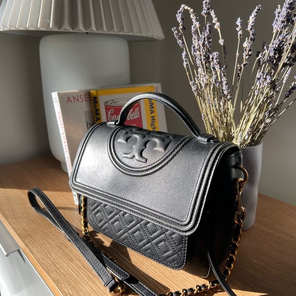 Tory Burch Flemming Black Leather Crossbody Bag - Picture 3 of 13